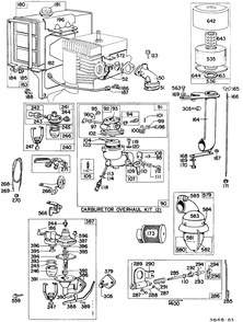 Carb Assembly Fuel Tank, A/C Diagram and Parts List for 231461-0040-XX  Briggs and Stratton Engine